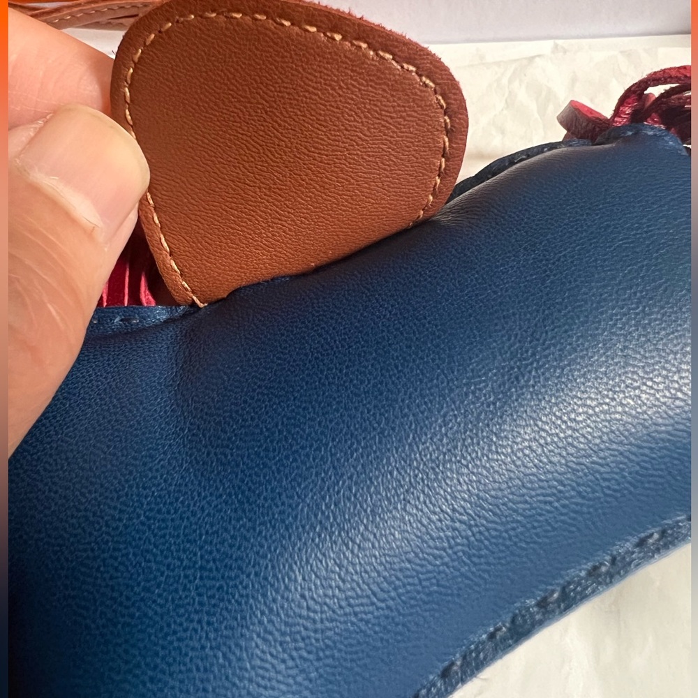 ⚡️SOLD⚡️ Hermès Authentic Rodeo GM (Large) Bleu de Malte/Rubis/Fauve Bag Charm - Picture 9 of 10